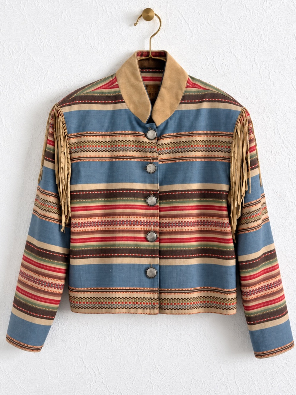 Double D Ranch Wear Striped Fringe Western Ranch Rodeo Jacket large - Picture 2 of 8